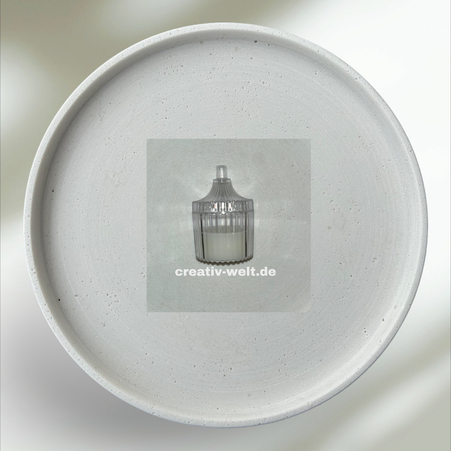 Kerze in Mika Schale mit Deckel - Rund