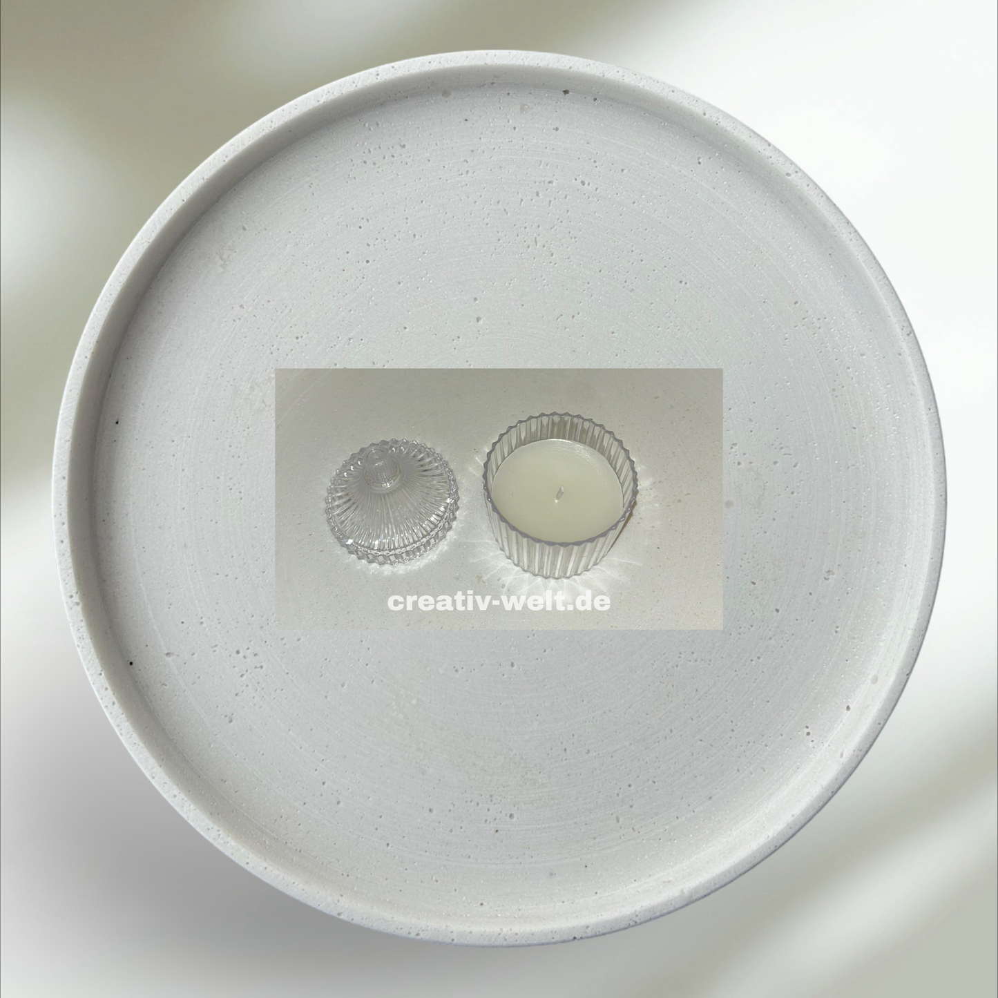 Kerze in Mika Schale mit Deckel - Rund