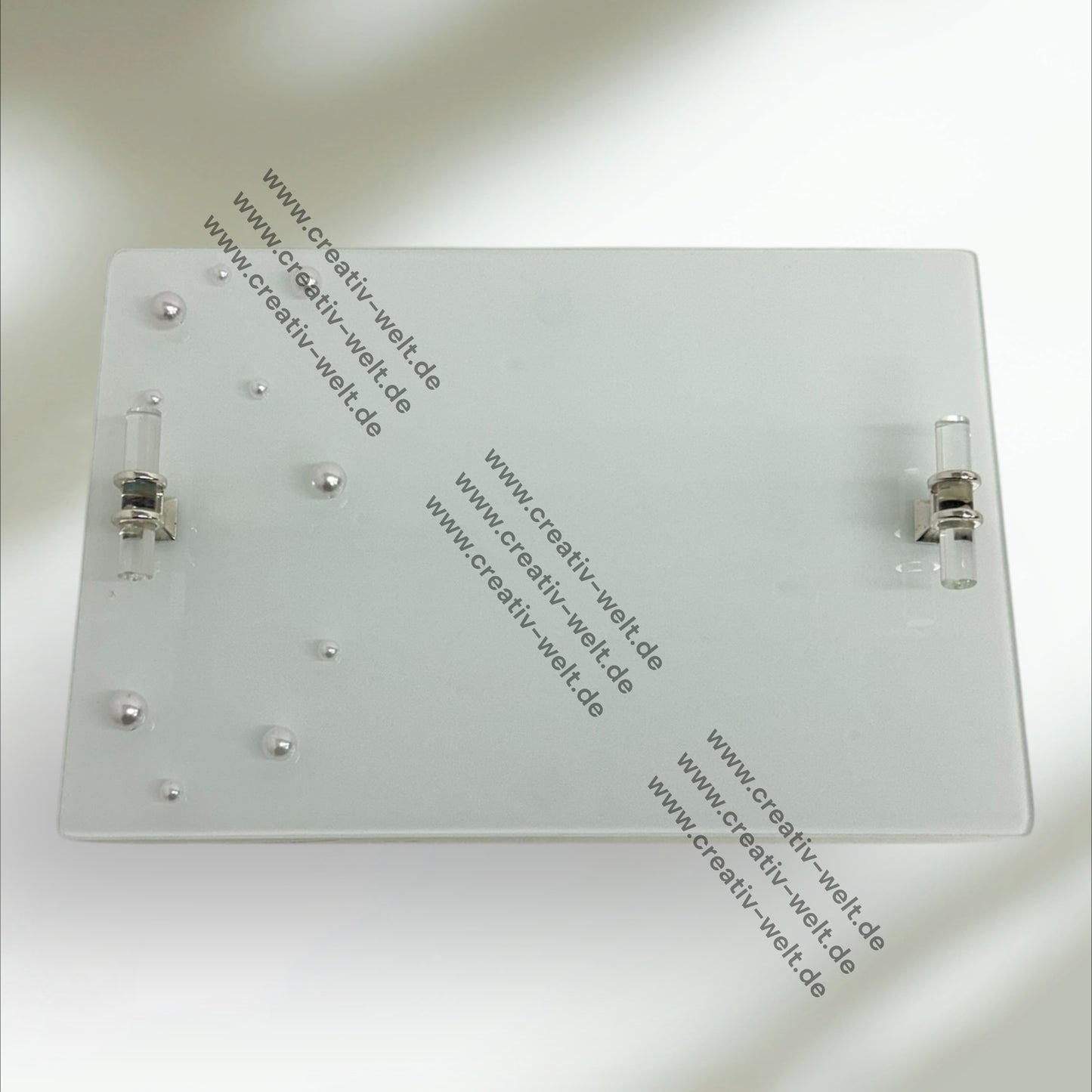 Eckiges Verlobungstablett aus Milchglas mit Perlen| Gold| Dekotablett| 2 Größe