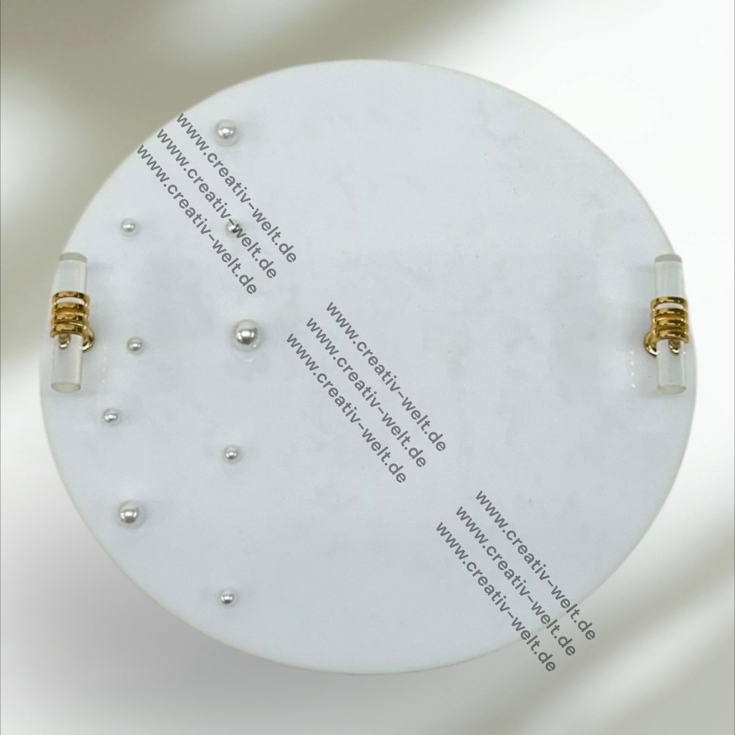 Rundes Verlobungstablett aus Acrylglas mit Perlen| Gold| Dekotablett| 2 Größe
