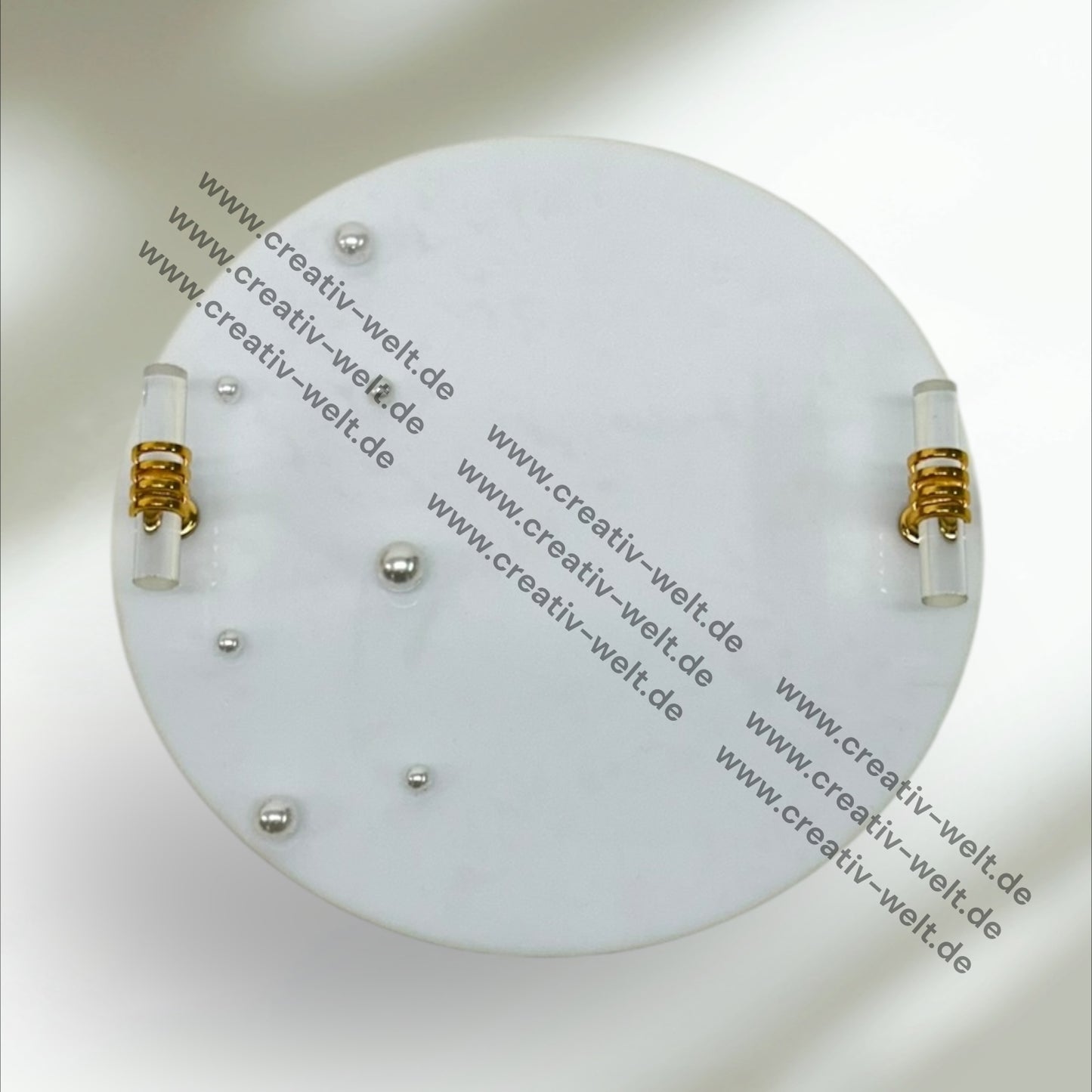 Rundes Verlobungstablett aus Acrylglas mit Perlen| Gold| Dekotablett| 2 Größe