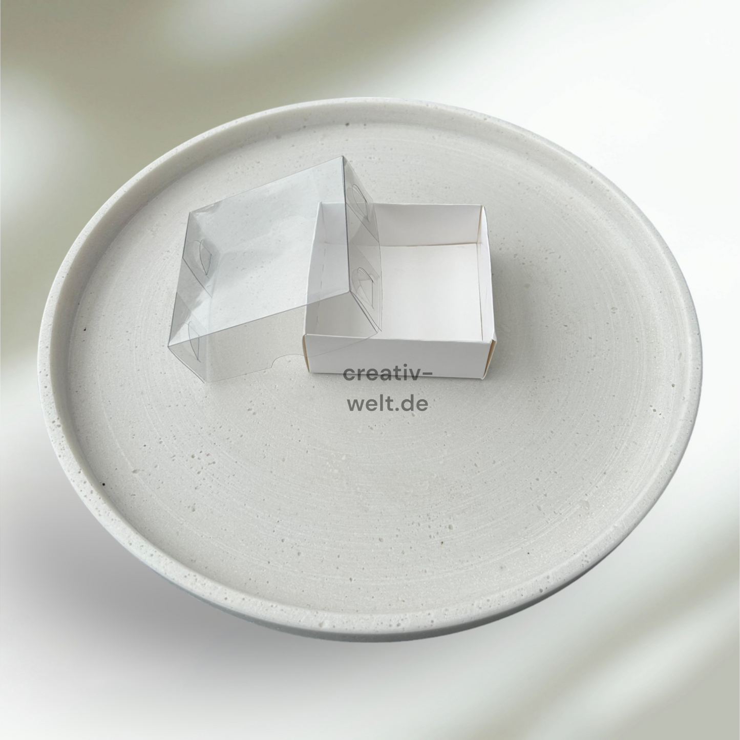 5er-Pack Kraft-Acetatschachteln in Weiß, 8x8x3 cm