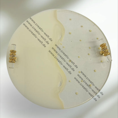 Rundes Verlobungstablett | Epoxidharz mit Perlen |Gold | Dekotablett| 2 Größen