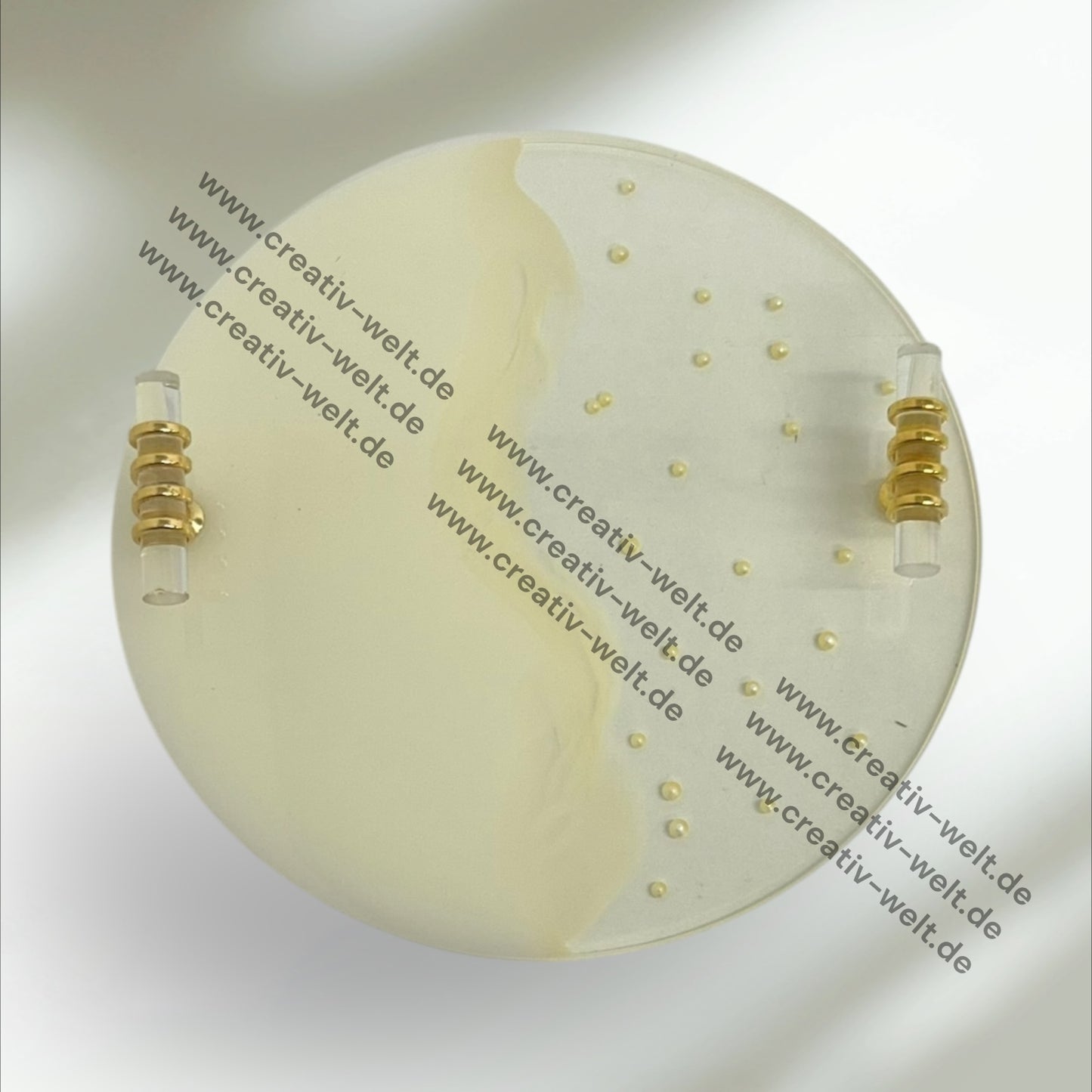 Rundes Verlobungstablett | Epoxidharz mit Perlen |Gold | Dekotablett| 2 Größen