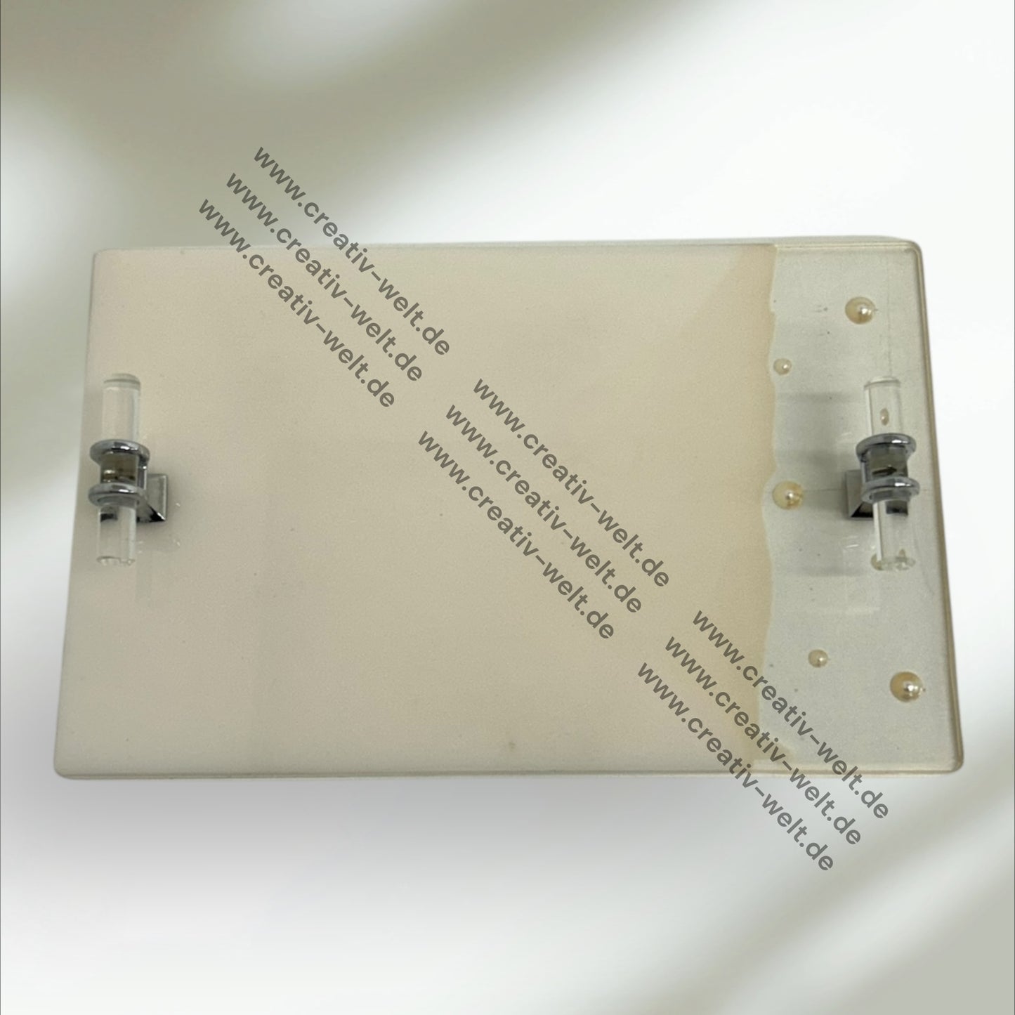 Eckiges Verlobungstablett | Epoxidharz mit Perlen |Silber| Dekotablett| 2 Größen