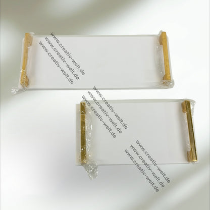 Eckiges Verlobungstablett |Weißes Marmortablett |Gold| Dekotablett| 2 Größen