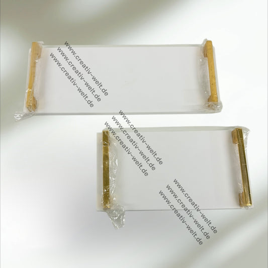 Eckiges Verlobungstablett |Weißes Marmortablett |Gold| Dekotablett| 2 Größen