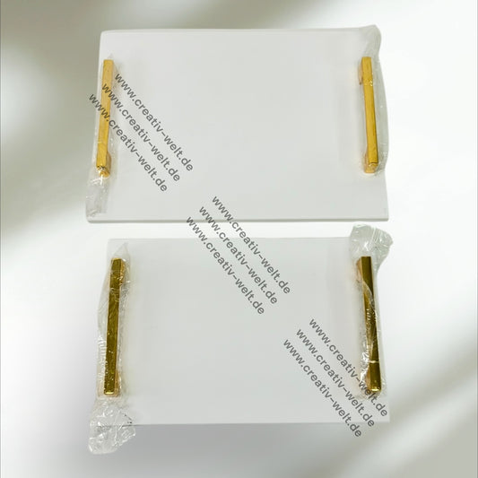 Eckiges Verlobungstablett 2|Weißes Marmortablett  |Gold| Dekotablett| 2 Größen