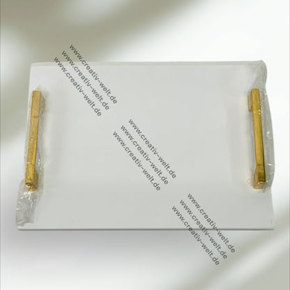 Eckiges Verlobungstablett 2|Weißes Marmortablett  |Gold| Dekotablett| 2 Größen