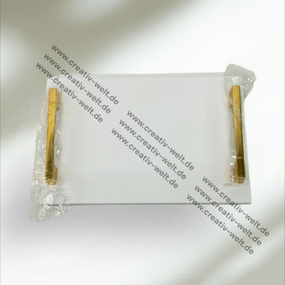 Eckiges Verlobungstablett 2|Weißes Marmortablett  |Gold| Dekotablett| 2 Größen