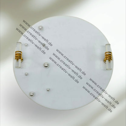 Rundes Verlobungstablett aus Acrylglas mit Perlen| Gold| Dekotablett| 2 Größe