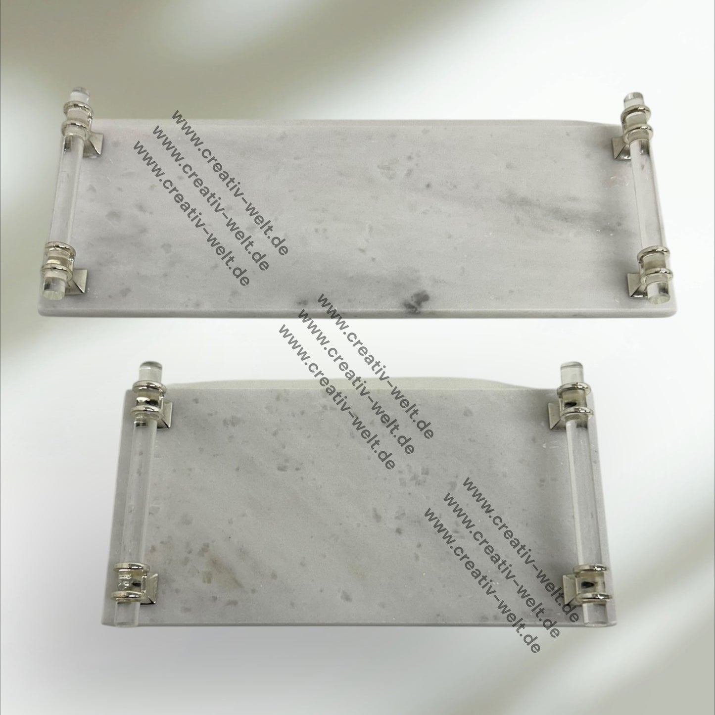 Eckiges Verlobungstablett | Marmortablett |Silber/Acryl| Dekotablett| 2 Größen