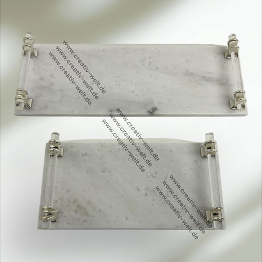 Eckiges Verlobungstablett | Marmortablett |Silber/Acryl| Dekotablett| 2 Größen