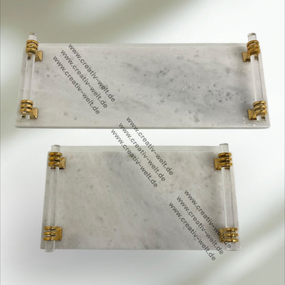 Eckiges Verlobungstablett | Marmortablett |Gold/Acryl| Dekotablett| 2 Größen
