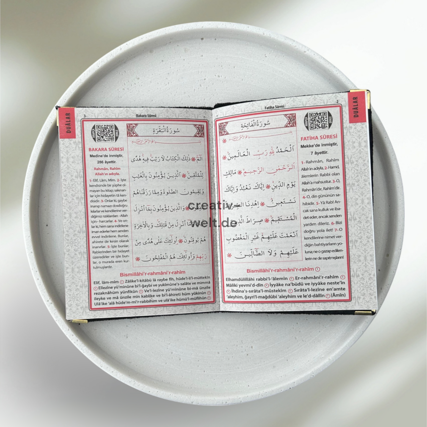 Yasin Koranbuch mit Samteinband, 80 Seiten in Rosé