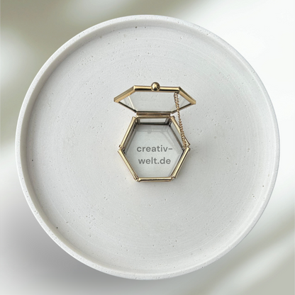 Ringbox Sechseckige Glasbox in Gold