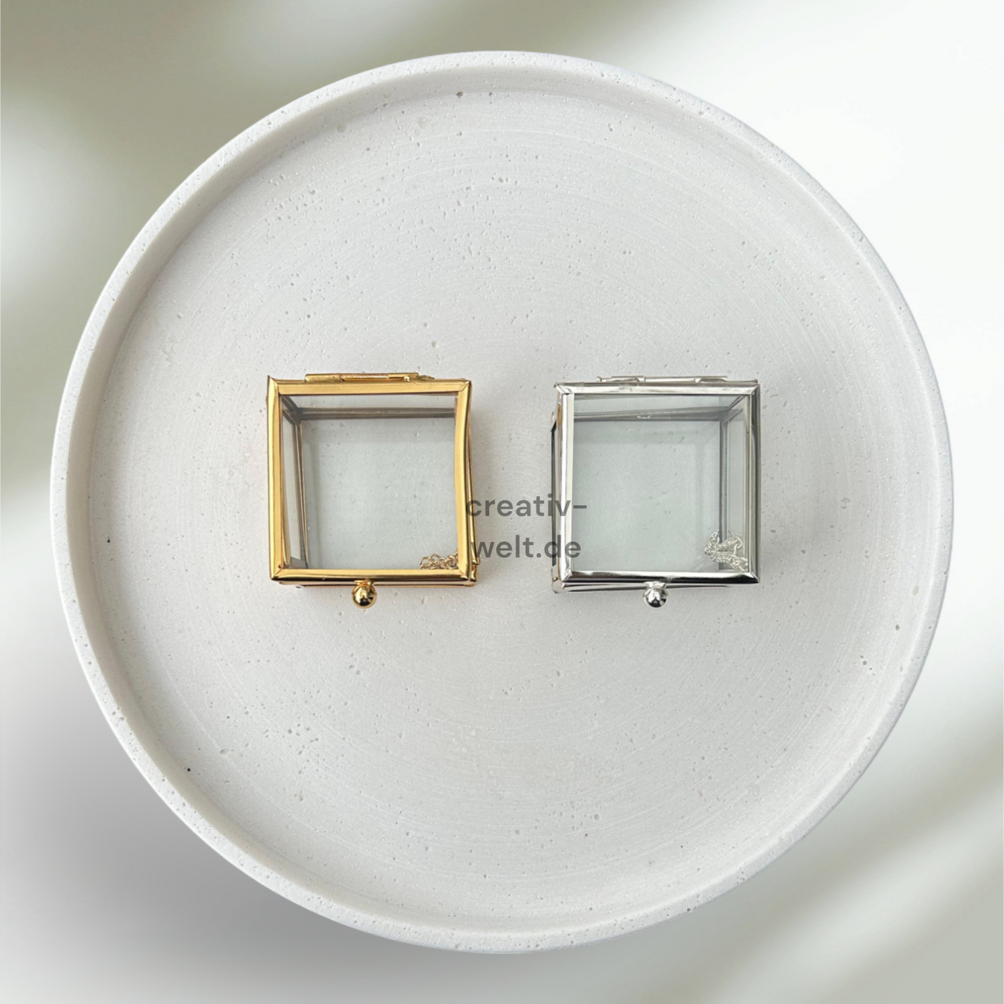 Ringbox Quadratisch in Silber