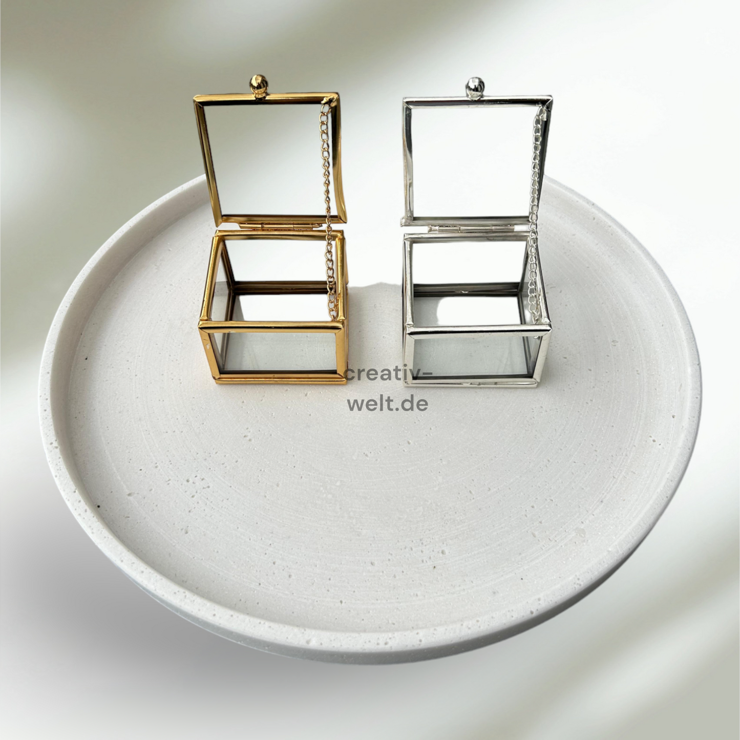 Ringbox Quadratisch in Silber