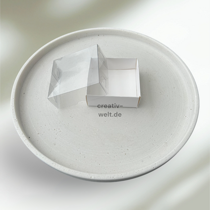5er-Pack Kraft-Acetatschachteln in Weiß, 8x8x3 cm